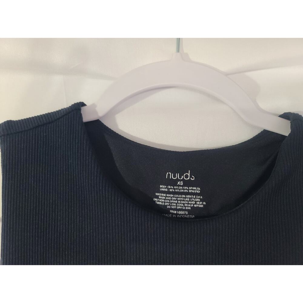 Nuuds Black Stretch Ribbed Crewneck Tank Bodysuit XS - Picture 4 of 6
